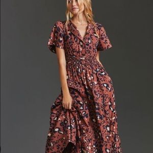 NWT Anthropologie leopard somerset max dress